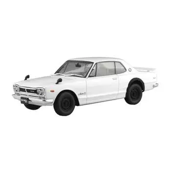 Aoshima Bunka Kyozaisha 1/24 Rakupla Snap Car Series KPGC10 Skyline HT 2000GT-R 1971 White Color-coded Plastic Model 01-WH