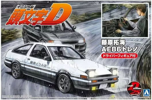 Aoshima Bunka Kyozaisha Initial D Series Takumi Fujiwara AE86 Trueno с фигуркой водителя, пластиковая модель 1/24 № 14