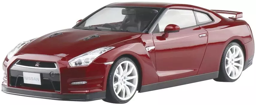 Aoshima Bunka Kyozaisha Prepainted Model Series Nissan R35 2014 Gold Flake Red Pearl Painted Plastic Model 1/24 GT-R 02-C