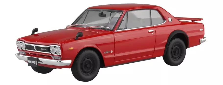 Aoshima Bunka Kyozaisha Rakupla Snap Car Series KPGC10 Skyline HT 1970 Красная пластиковая модель 1/24 2000GT-R с цветовой кодировкой 01-RE