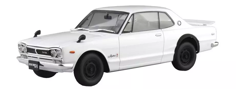 Aoshima Bunka Kyozaisha Rakupla Snap Car Series KPGC10 Skyline HT 1971 Белая пластиковая модель 1/24 2000GT-R с цветовой кодировкой 01-WH белый
