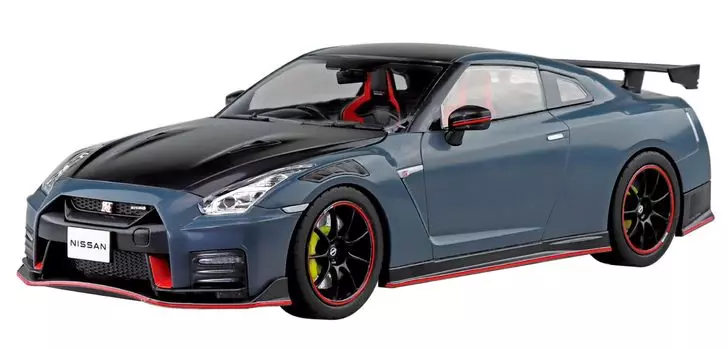 Aoshima Bunka Kyozaisha Rakupla Snap Car Series R35 NISSAN NISMO Special edition 2022 NISMO Stealth Серый пластик Модель 1/24 № 02-NG GT-R с цветовой кодировкой