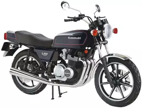 Aoshima Bunka Kyozaisha The Bike Series Kawasaki KZ400E Z400FX 1979 года, пластиковая модель 1/12 № 34