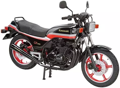 Aoshima Bunka Kyozaisha The Bike Series Kawasaki KZ400M Z400GP 1982 Пластиковая модель с кастомными деталями 1/12 № 57 чёрный