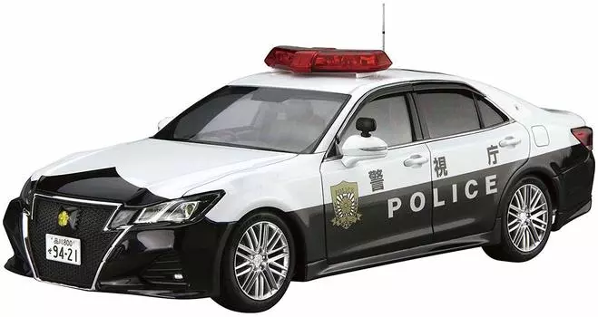 Aoshima Bunka Kyozaisha The Model Car Series Toyota GRS214 Crown Patrol Car Traffic Enforcement 2016 Пластиковая модель 1/24 № 110