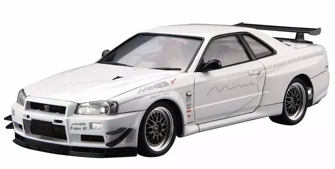 Aoshima Bunka Kyozaisha The Tuned Car Series Nissan Mines BNR34 Skyline 2002 Пластиковая модель 1/24 № 34 GT-R