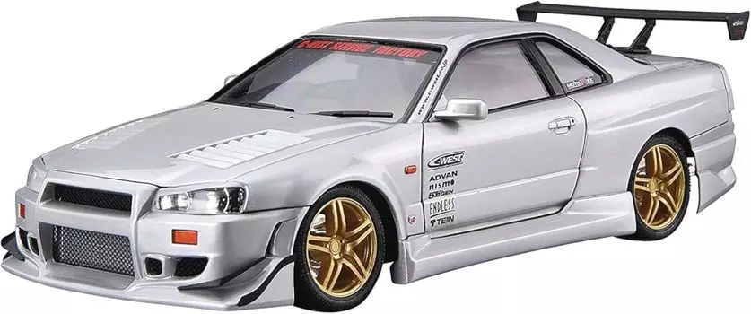Aoshima Bunka Kyozaisha The Tuned Car Series Nissan BNR34 Skyline Пластиковая модель 1/24 №50 C-WEST GT-R 02 (Машина)