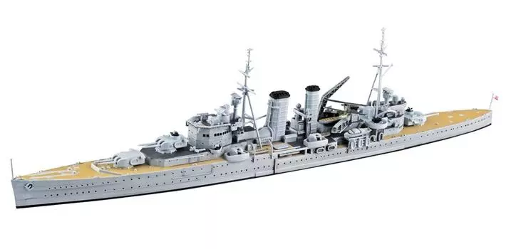 Aoshima Bunka Kyozaisha Waterline Series British Army Heavy Cruiser Exeter Battle of Surabaya Plastic Model 1/700