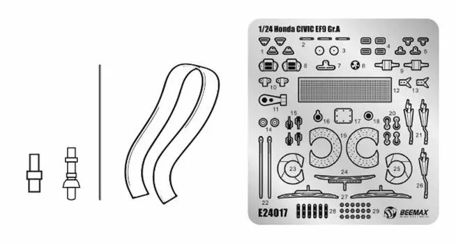 AOSHIMA Detail up parts for BEEMAX 19 Detail up parts for Honda Civic EF9 specification Plastic model parts 1/24 No. Gr.A