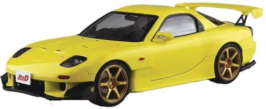 AOSHIMA Prepainted Model Series Initial D Keisuke Takahashi FD3S Project D Volume 28 Specification Scale Painted Plastic Model Yellow RX-7 1/24 I-04