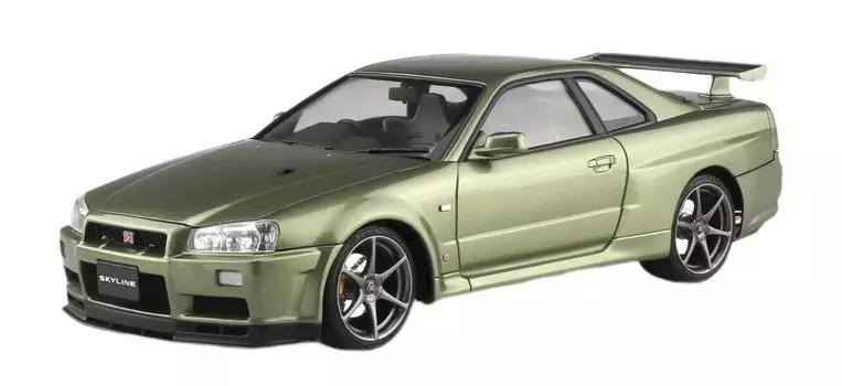 AOSHIMA Prepainted Model Series Nissan BNR34 Skyline II Millennium Jade Plastic Model 1/24 GT-R V spec Nur 02 03-C
