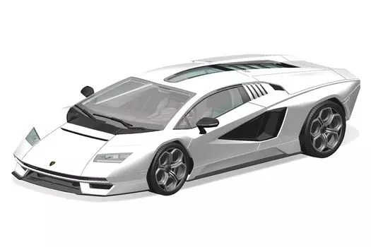 AOSHIMA The Snap Kit Series Lamborghini Countach LPI Белая пластиковая модель 1/32 800-4 Цветовая кодировка 19-A
