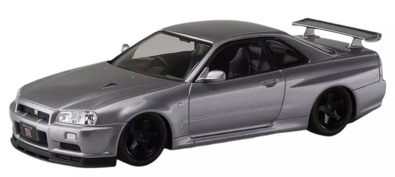AOSHIMA The Snap Kit Series Nissan R34 Skyline Custom Wheel Пластиковая модель 1/32 GT-R (Атлет Серебро) Цветовая кодировка № 11-SP4