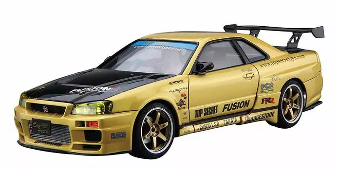 AOSHIMA The Tuned Car Series Top Secret BNR34 Skyline 2002 Nissan Пластиковая модель 1/24 № 15 GT-R