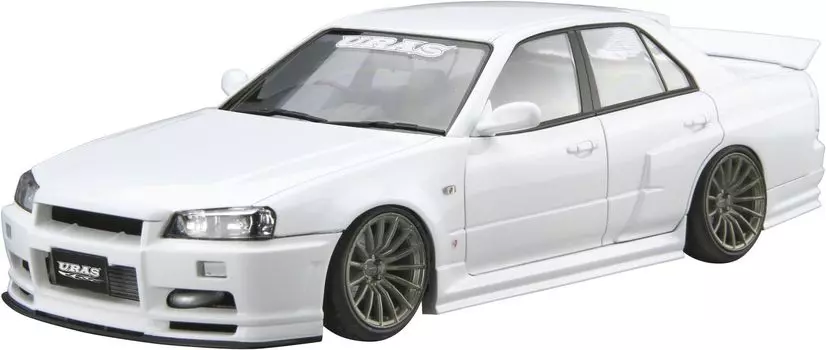 AOSHIMA Тюнингованная автомобильная серия Nissan URAS ER34 Skyline 2001 Пластиковая модель 1/24 № 04 TYPE-R
