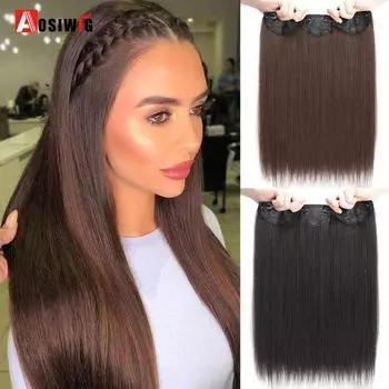 AOSI прямые синтетические заколки для наращивания волос термостойкие волнистые шиньон женские искусственные волосы