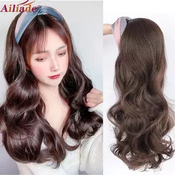 AOSI синтетический длинный вьющийся полуповязка на голову, парик с повязкой для волос, пушистый зажим для наращивания волос, парик для косплея