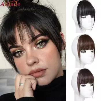 Aosiwig, черные, коричневые синтетические волосы с челкой на заколках, натуральные накладные шиньоны для женщин