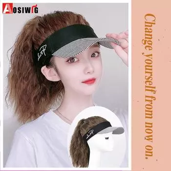 Aosiwig длинная волна наращивание волос хвост цилиндр модный полный головной убор бейсболка с узором «гусиные лапки» хвост
