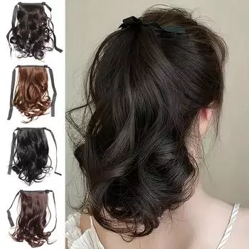 Aosiwig синтетический конский хвост шиньон женский короткий вьющийся конский хвост клип на шнурке конский хвост наращивание волос обертывание вокруг наращивание волос для девочек