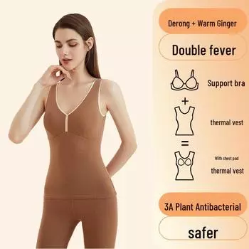 Aoweizi Женский антибактериальный теплый имбирный жилет с подкладкой на груди M