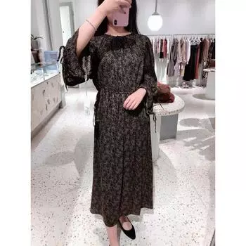 AP Special Offer Feedback Japanese Style Magazine Style White Dress S family Black Print Dress S