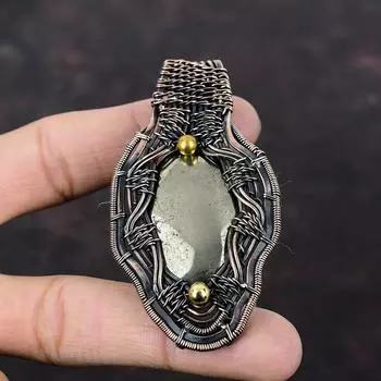 Apache Pyrite Pendant Copper Wire Wrapped Gemstone Pendant Apache Pyrite Jewelry Handmade Pendant Copper Wire Wrapped Jewelry Wedding Gift