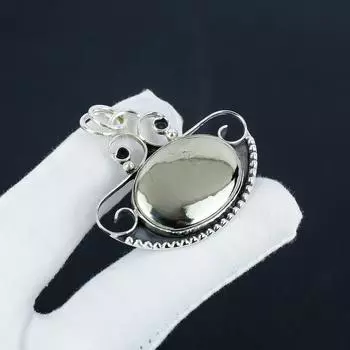 Apache Pyrtie Golden Gemstone Silver Pendant in 925 Sterling Silver - Handmade Design, Everyday Wear Jewelry Party Wear Gift 1.97 золотистый