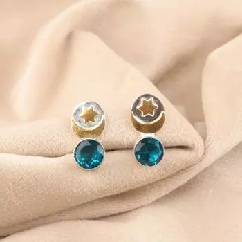 Апатит Драгоценный камень 925 Стерлинговое серебро Ювелирные изделия Серьги-пусеты 0,8 Подарок для мамы EE-141-9