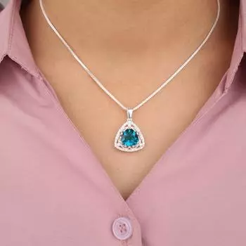 Апатит Драгоценный камень 925 Стерлинговое серебро Ювелирные изделия Дизайнерский цирконовый кулон 0,99 Для мамы CZP-8-13