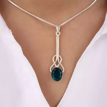 Апатит Драгоценный камень 925 Стерлинговое серебро Ювелирные изделия Ручной работы Подвеска 1,79 Для подарка PP-60-11