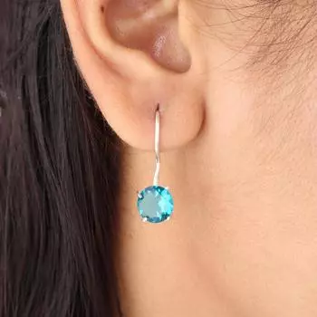 Апатит Драгоценный камень 925 Стерлинговое серебро Ювелирные изделия Ручной работы Женские Серьги 0,92 Подарок EE-174-4