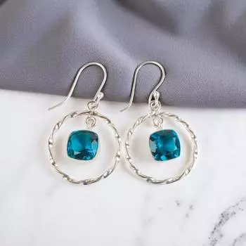 Апатит Драгоценный камень 925 Стерлинговое серебро Ювелирные изделия Ручной работы Серьги-капли/подвески 1,60 EE-60-8