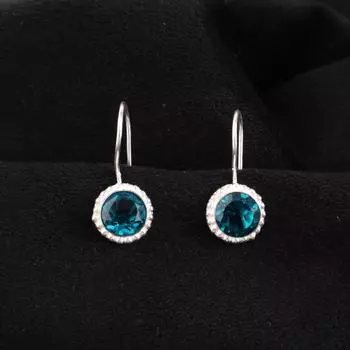 Апатит Драгоценный камень Серебро 925 пробы Ювелирные изделия Ручной работы Серьги-капли 0,93 EE-177-11