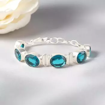 Апатит Драгоценный камень Серебро 925 пробы Ювелирные изделия Браслет ручной работы 8 Подарок на день рождения RB-4-7