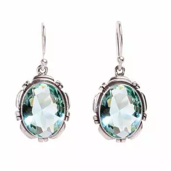 Apatite 925 Sterling Silver Earring V412, Cyan Earring, Oval Earring, Valentin s Day Gift, Gift For Her, Birthday Gift, Handmade Jewelry, Silver Jewel