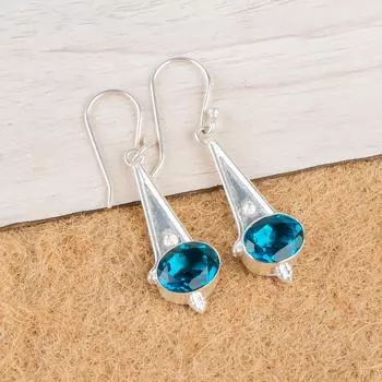 Apatite Gemstone 925 Sterling Silver Jewelry Drop/Dangle Earrings 1.80 For Gift EE-50-12
