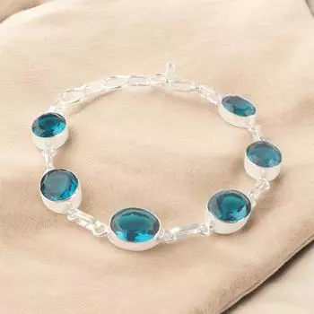 Apatite Gemstone 925 Sterling Silver Jewelry Handcrafted Bracelet 9 For Women RB-5-4