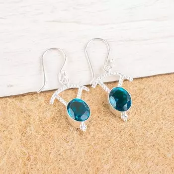 Apatite Gemstone 925 Sterling Silver Jewelry Handmade Earrings1.50 Gift For Her EE-51-12