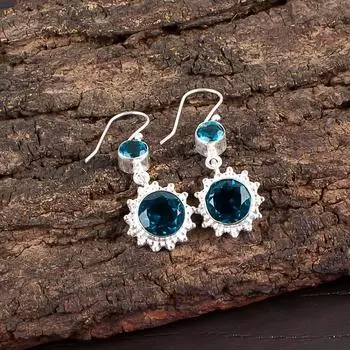 Apatite Gemstone 925 Sterling Silver Jewelry Handmade Drop/Dangle Earrings 1.80 EE-13-12