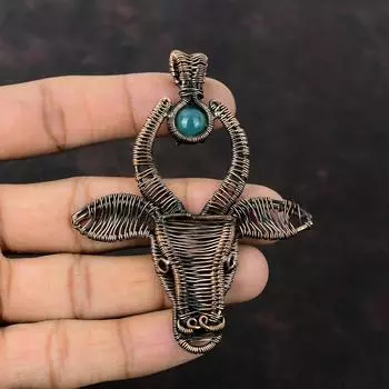 Апатитовый кулон, медная проволока, обернутая драгоценным камнем, кулон ручной работы в виде головы быка, дизайнерское медное ювелирное украшение, подарок для женщин, проволочная обмотка, ювелирные изделия