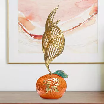 Апельсиновая фигурка, украшение рабочего стола, новогодний декор, скульптура из смолы, фруктовая статуэтка для тумбы под телевизор