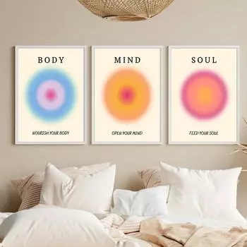 Апертура Halo Цветной принт Настенное искусство Скандинавский минималистичный розовый фиолетовый Halo Холст Картина Гостиная Плакат Украшение дома 21x30cm No Framed