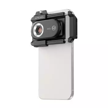 APEXEL APL-MS100 100X объектив микроскопа для мобильного телефона со светодиодной/УФ-подсветкой, встроенным CPL-фильтром и аккумулятором