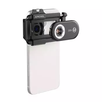 APEXEL APL-MS200 200X объектив микроскопа для мобильного телефона со светодиодной/УФ-подсветкой, встроенным CPL-фильтром и аккумулятором