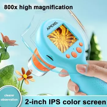 APEXEL-MS201 Оптический микроскоп 800X Портативный профессиональный бинокль 2,0-дюймовый цветной экран IPS разноцветный