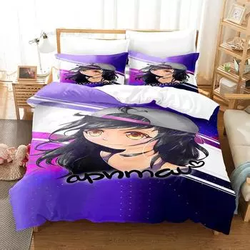 Aphmau Bedding Set Bed Sheet Set Bed Duvetcover and Pillowcase Polyester 3D Print Yes 90gsm 70x133cm 2pcs