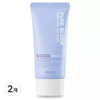 APIEU Pure Block Natural Waterproof Sun Cream SPF50+ PA+++, 2 pcs.