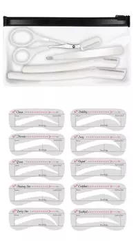 aplans Шаблон для бровей Ножницы для мужчин и бровей Набор бритв для бровей для женщин, резак, шаблон, (Белый, 10) белый