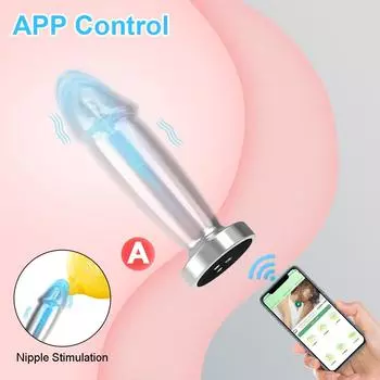 APP Control Носимая металлическая вибрационная имитация головки Анальная пробка Товары для взрослых Секс-игрушки для унисекс